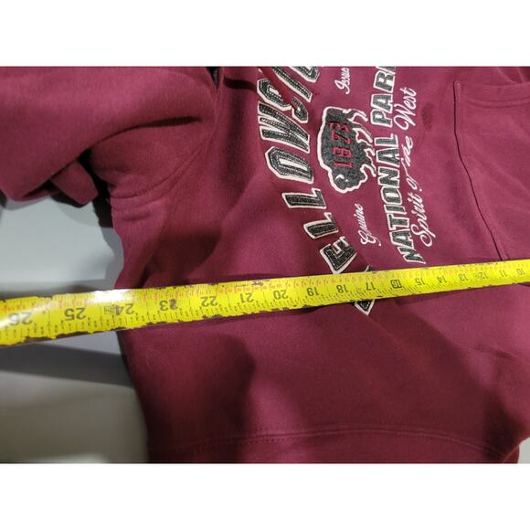 Yellowstone National Park Spirit Of The West Hoodie Pullover Adult Small Maroon - Picture 7 of 7